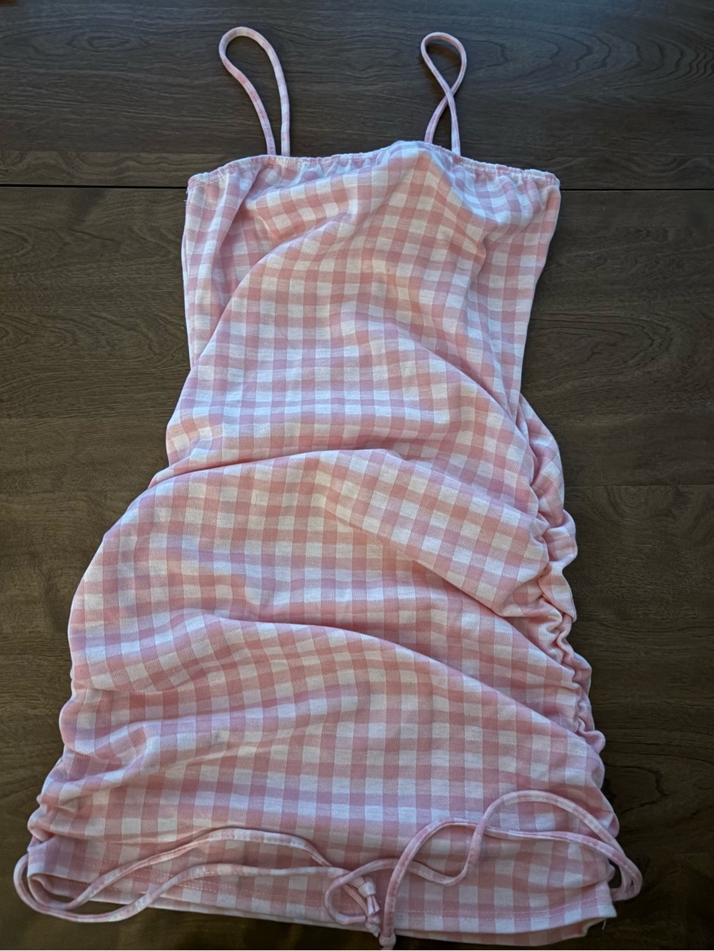 Livi by olivia rae Pink & White Checkered Spaghetti Strap Mini Dress Medium NWT